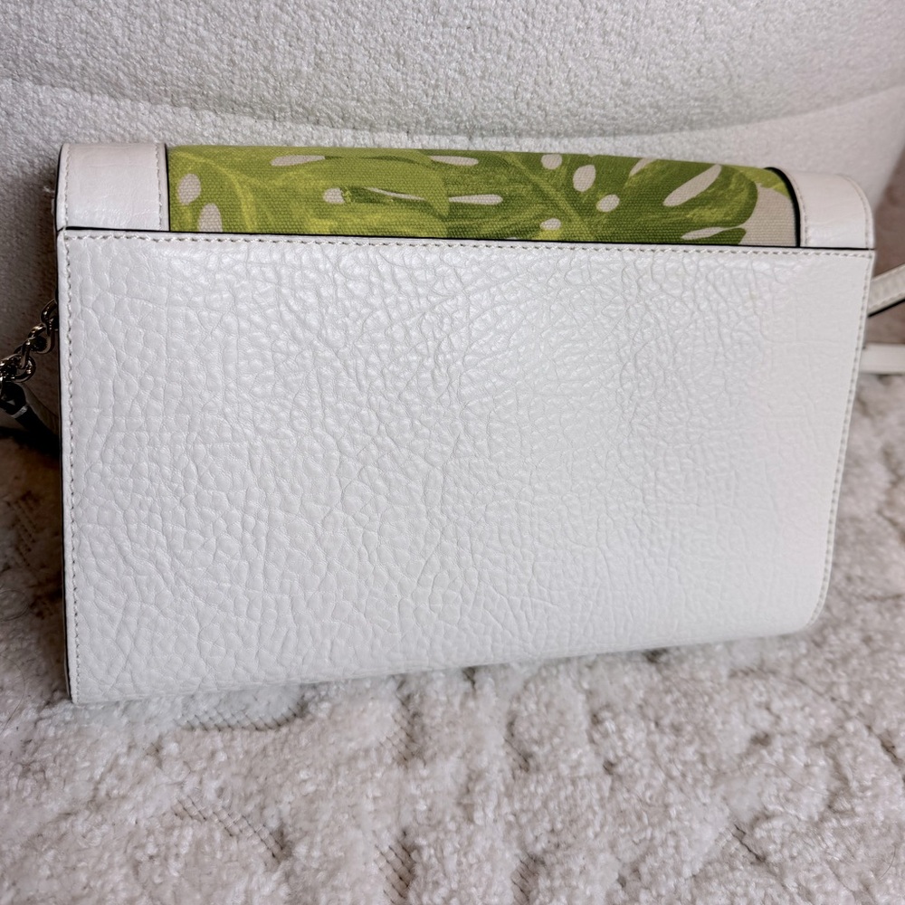 KATE SPADE NY Magnolia Crossbody Clutch Ivory Palm Leaves Kari Perri Lane NWT - Picture 6 of 8